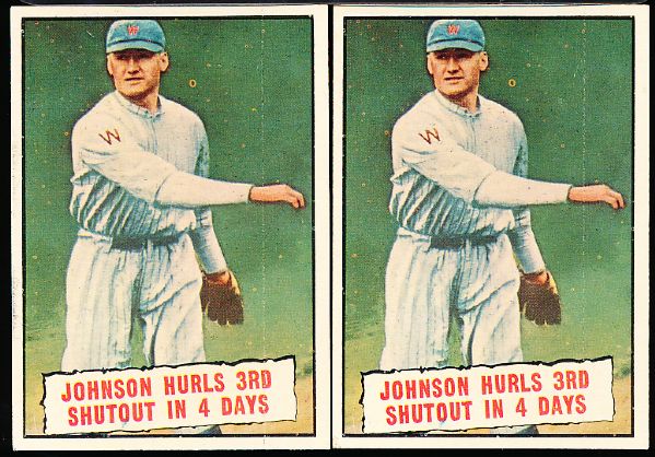 1961 Topps Bb- #409 Walter Johnson Hurls 3rd Shutout- 4 Cards