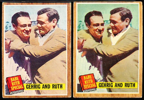 1962 Topps Bb- #140 Gehrig and Ruth- 2 Cards