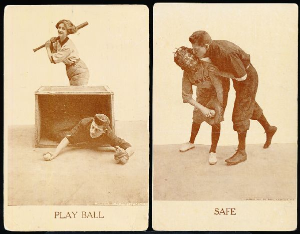 1910 Roth & Langley Risque Baseball Postcards (PC798-10)- Descriptions At Bottom- 7 Diff.