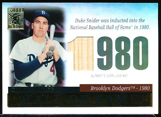 2004 Topps Tribute Hall of Fame Bb- “Tribute Relics”- #TR-DS Duke Snider, Brooklyn Dodgers