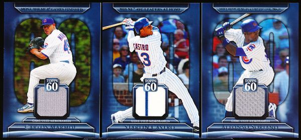 2011 Topps Bb- “Topps 60 Relics”- 3 Diff. Chicago Cubs