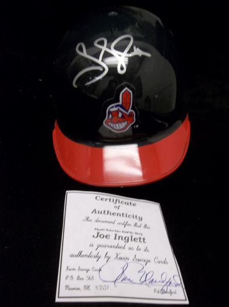 Joe Inglett Autographed Cleveland Indians Baseball Mini-Helmet