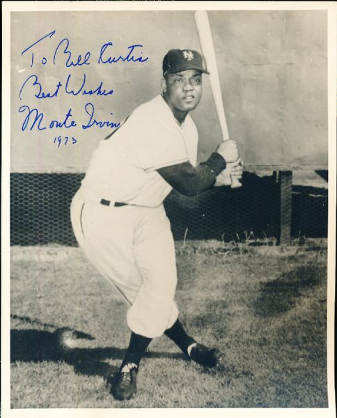 Monte Irvin Autographed New York Giants Bsbl. B/W 8” x 10” Photo