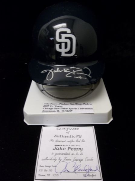Jake Peavy Autographed San Diego Padres Baseball Mini-Helmet