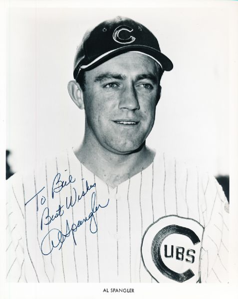 Al Spangler Autographed Chicago Cubs Bsbl. B/W 8” x 10” Photo