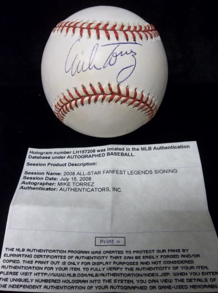 Mike Torrez Autographed Official A.L. (Gene Budig President) Baseball- MLB Authentic Certified