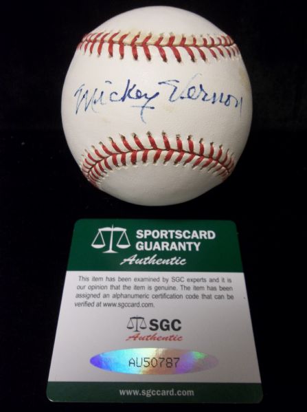 Mickey Vernon Autographed Official A.L. (Gene Budig President) Baseball- SGC Certified