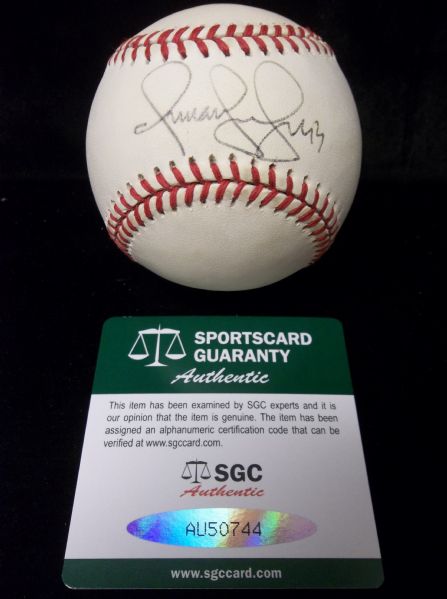 Omar Vizquel Autographed Official A.L. (Bobby Brown President) ’94 Inaugural Season Indians Baseball- SGC Certified