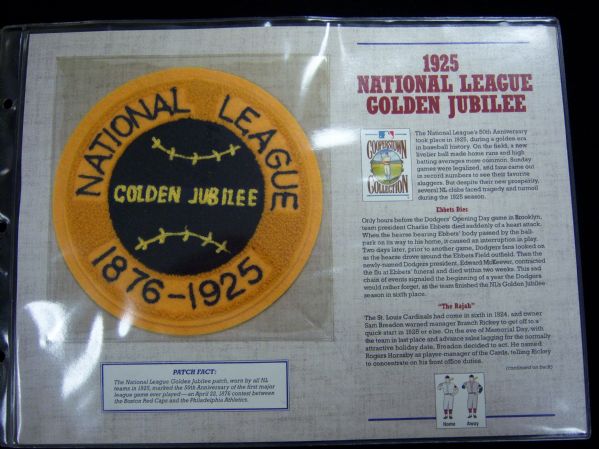 Willabee & Ward 1925 National League Golden Jubilee Patches- 2 Patches