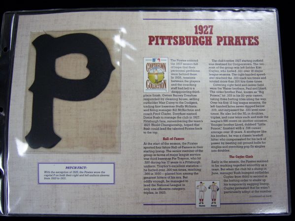 Willabee & Ward 1927 Pittsburgh Pirates Patch
