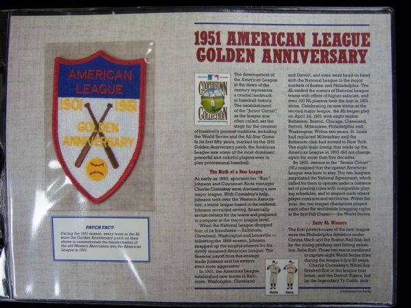 Willabee & Ward 1951 American League 50th Anniversary Patch