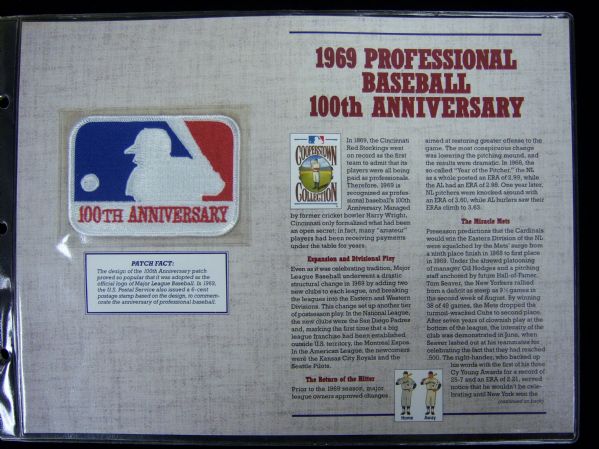 Willabee & Ward 1969 Professional Baseball 100th Anniversary Patches