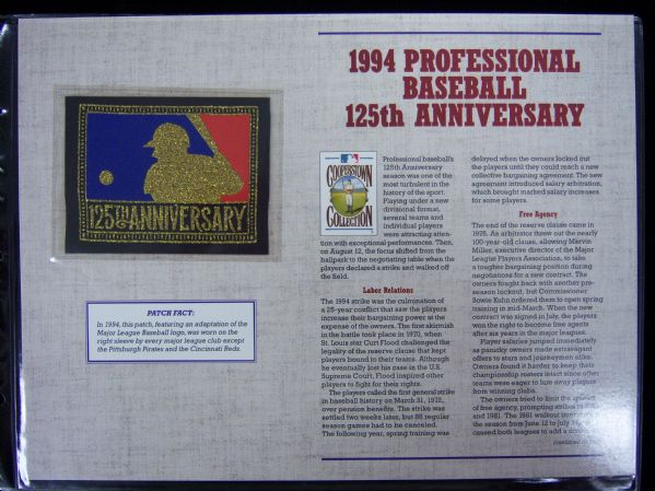 Willabee & Ward 1994 Professional Baseball 125th Anniversary Patch