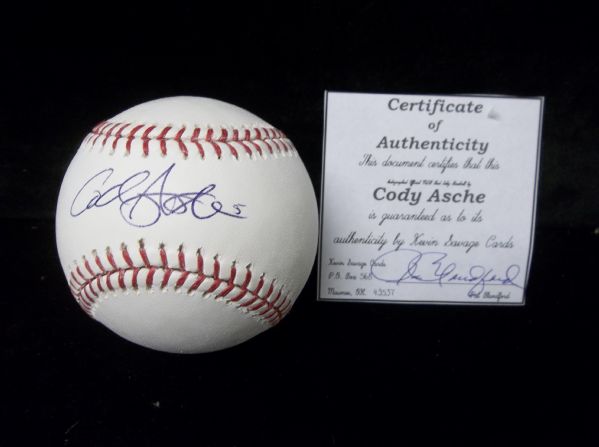 Cody Asche Autographed Official MLB Bud Selig Bsbl.