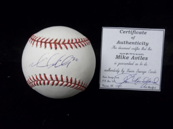 Mike Aviles Autographed Official MLB Bud Selig Bsbl.