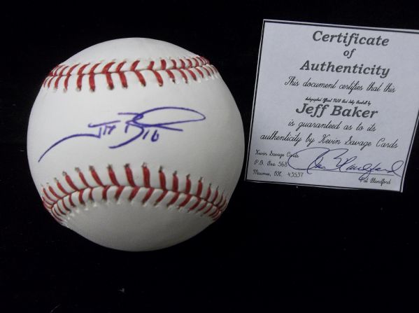 Jeff Baker Autographed Official MLB Bud Selig Bsbl.