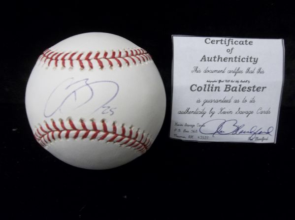 Collin Balester Autographed Official MLB Bud Selig Bsbl.
