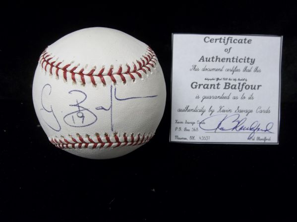 Grant Balfour Autographed Official MLB Bud Selig Bsbl.