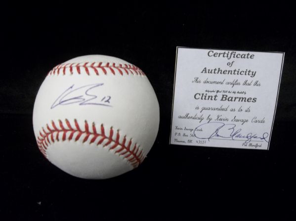 Clint Barmes Autographed Official MLB Bud Selig Bsbl.