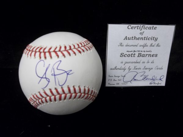Scott Barnes Autographed Official MLB Bud Selig Bsbl.
