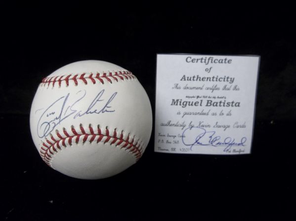 Miguel Batista Autographed Official MLB Bud Selig Bsbl.
