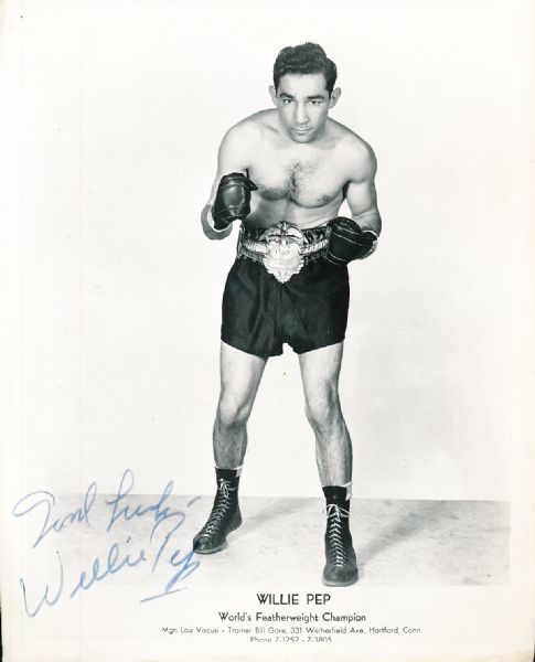 1950’s Boxing 8” x 10” Promotional “The Ring” Photo- Willie Pep- Autographed by Pep- Authenticated by SGC