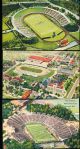 Three Different Football Stadium Postcards- Linen cards
