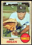 1968 Topps Bsbl. #402 Mike Hegan, Yankees- Autographed