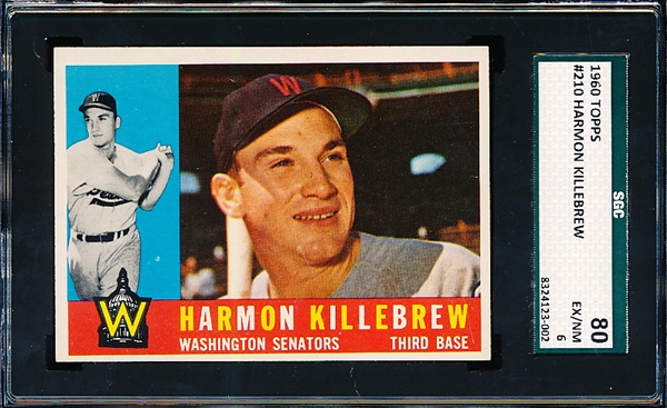 1960 Topps Baseball- #210 Harmon Killebrew, Washington- SGC 80 (Ex/Nm 6)