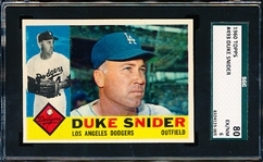 1960 Topps Baseball- #493 Duke Snider, Dodgers- SGC 80 (Ex/Nm 6)