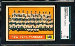 1961 Topps Baseball- #228 New York Yankees- SGC 86 (NM+ 7.5)