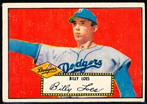 1952 Topps Bb- #20 Billy Loes, Dodgers- Red Back
