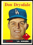 1958 Topps Bb- #25 Drysdale, Dodgers