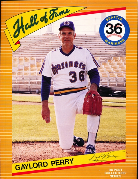 1991 DuPont Hall of Fame Collector’s Series Bsbl. Promotional Photo- Gaylord Perry, Mariners- 2 Photos