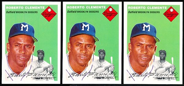 1994 Topps Archives ’54 Baseball- #251 Roberto Clemente, Brooklyn Dodgers- 5 Cards