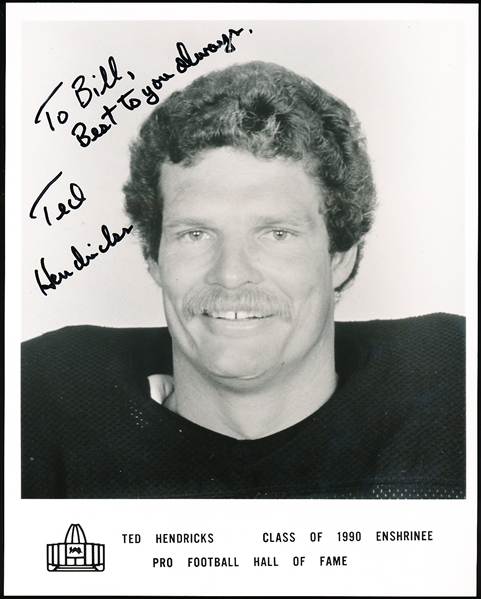 Ted Hendricks Autographed Pro Football HOF Enshrinee B/W 8” x 10” Photo