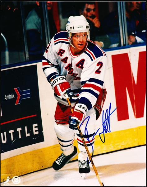 Brian Leetch Autographed Color 8” x 10” New York Rangers Photo