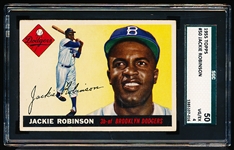 1955 Topps Bb- #50 Jackie Robinson, Dodgers- SGC 50 (Vg-Ex 4)- Hall of Famer! 