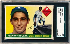 1955 Topps Bb- #123 Sandy Koufax, Dodgers- SGC 60 (Ex 5)