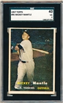 1957 Topps Bb- #95 Mickey Mantle, Yankees- SGC 40 (Vg 3)