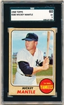 1968 Topps Bb- # 280 Mickey Mantle, Yankees- SGC 60 (Ex 5)