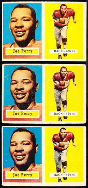 1957 Topps Fb- #129 Joe Perry, 49ers- 3 Cards