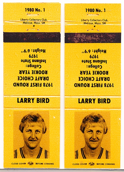 1980 Liberty Collector’s Club Bskbl. Matchbook Covers- Larry Bird (Orange)- 5 Covers