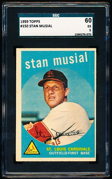 1959 Topps Baseball- #150 Stan Musial, Cardinals- SGC 60 (Ex 5)