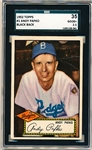 1952 Topps Baseball- #1 Andy Pafko, Dodgers- Black Back- SGC 35 (Good+ 2.5)