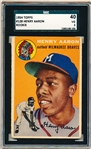 1954 Topps Baseball- #128 Hank Aaron, Braves- Rookie- SGC 40 (Vg 3)