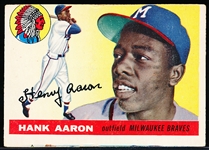 1955 Topps Bb- #47 Hank Aaron, Braves- 2nd Year Card! 