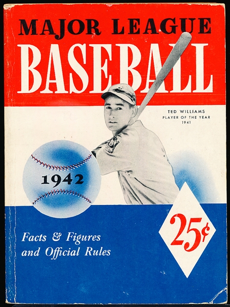 1942 Whitman- Major League Baseball 1942 Guide- Ted Williams Cover