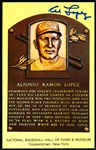 Al Lopez Autographed Baseball Hall of Fame Gold Plaque