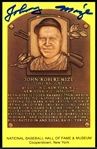 Johnny Mize Autographed Baseball Hall of Fame Gold Plaque